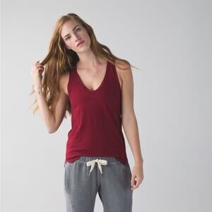 Lululemon Circadian Tank in Heathered Cranberry Pima cotton stretch yoga casual